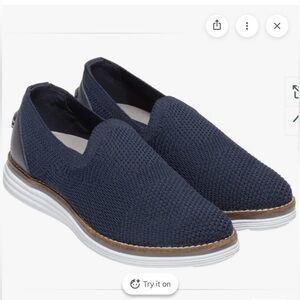 Cole Haan Original Grand Meridian Navy Knit Slip-On Loafers - size 7.5
